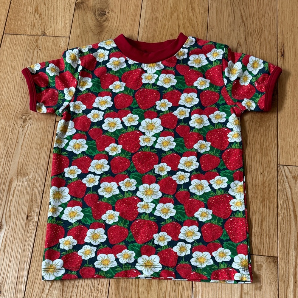 Kids Strawberry and Floral Print Short Sleeve Tee